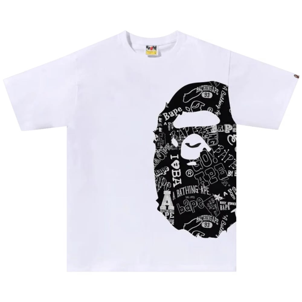 BAPE Hand Drawn Pattern Side Big Ape Head T-Shirt White/Black