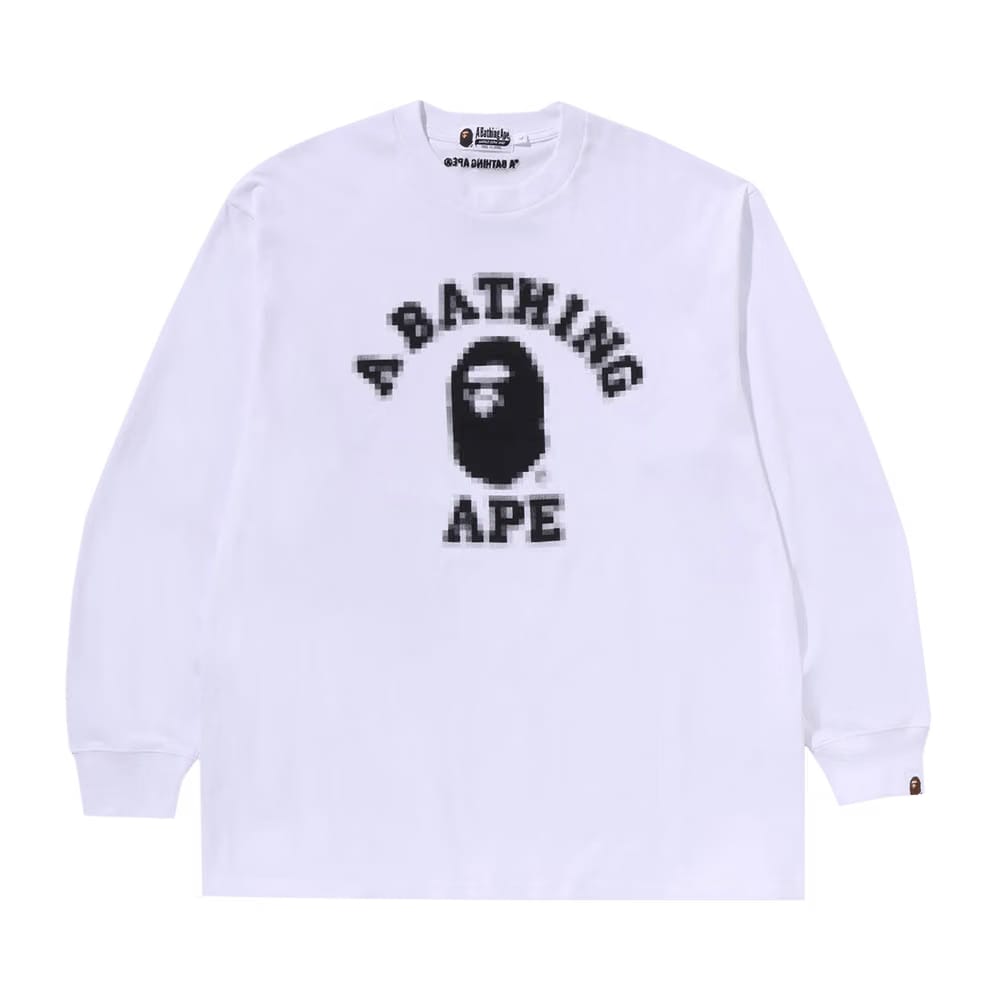 BAPE College Relaxed Fit Long-Sleeve T-Shirt White