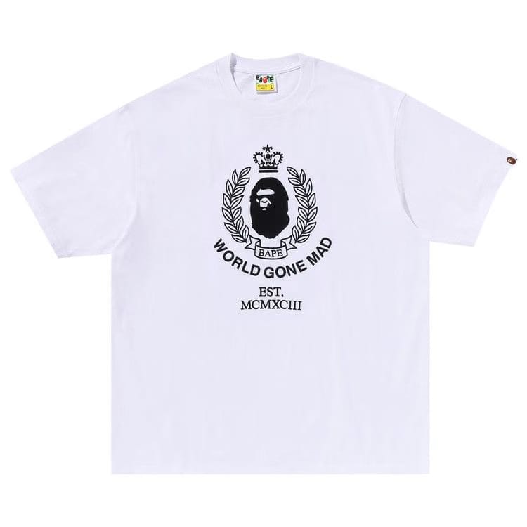 BAPE Crest College Logo Relaxed Fit T-Shirt White
