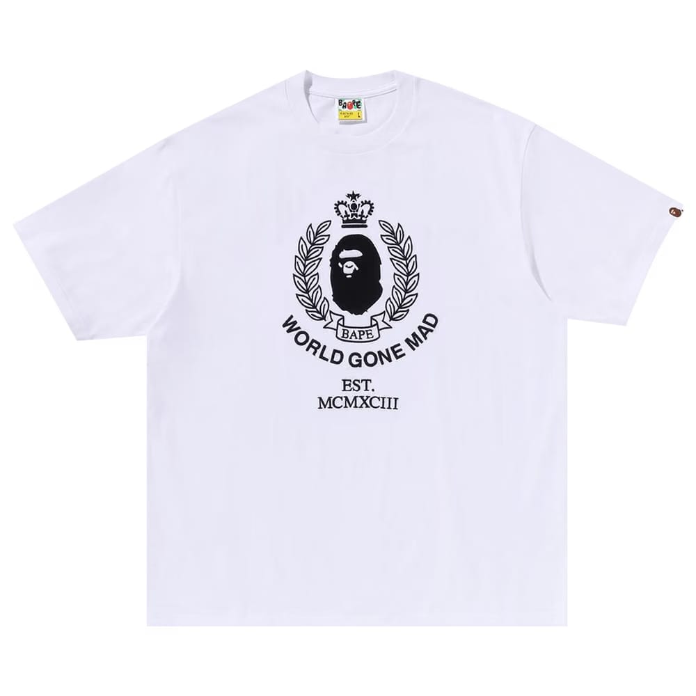 BAPE Crest College Logo Relaxed Fit T-Shirt White