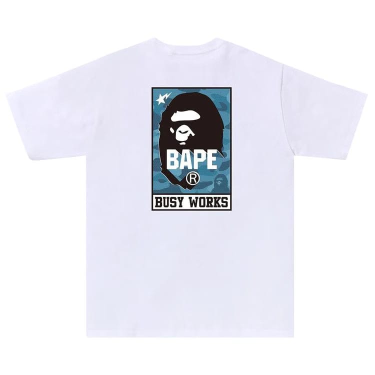 BAPE Honeycomb Camo Busy Works T-Shirt White/Blue