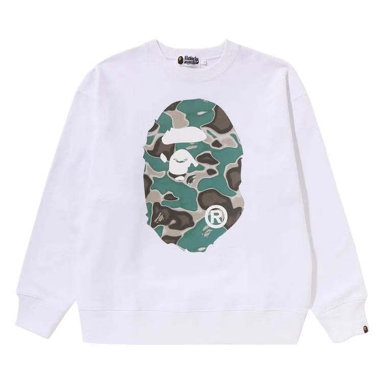 BAPE Liquid Camo Ape Head Relaxed Fit Crewneck Sweat White