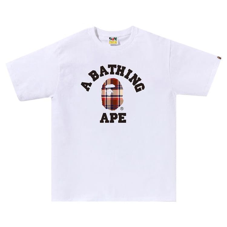 BAPE Check College T-Shirt White/Red