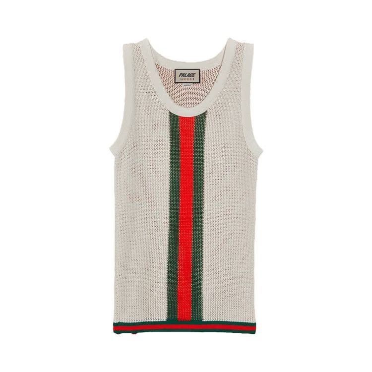 Gucci x Palace Knit Tank Top With Web Details Ivory