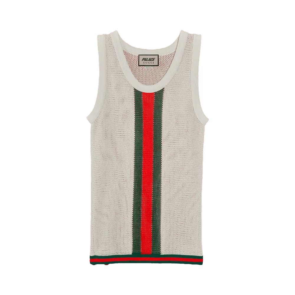 Gucci x Palace Knit Tank Top With Web Details Ivory