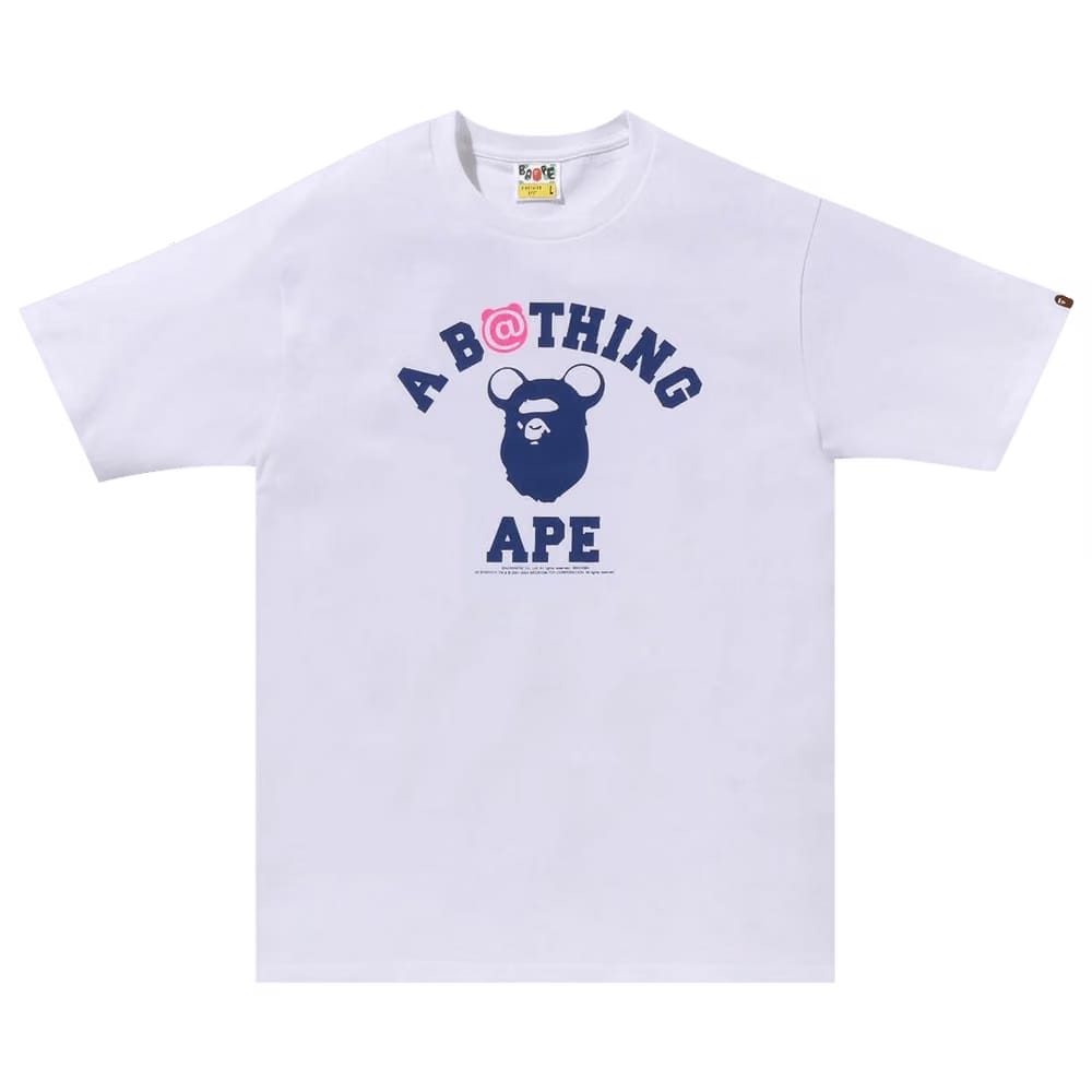 BAPE x MEDICOM TOY Bear College T-Shirt White