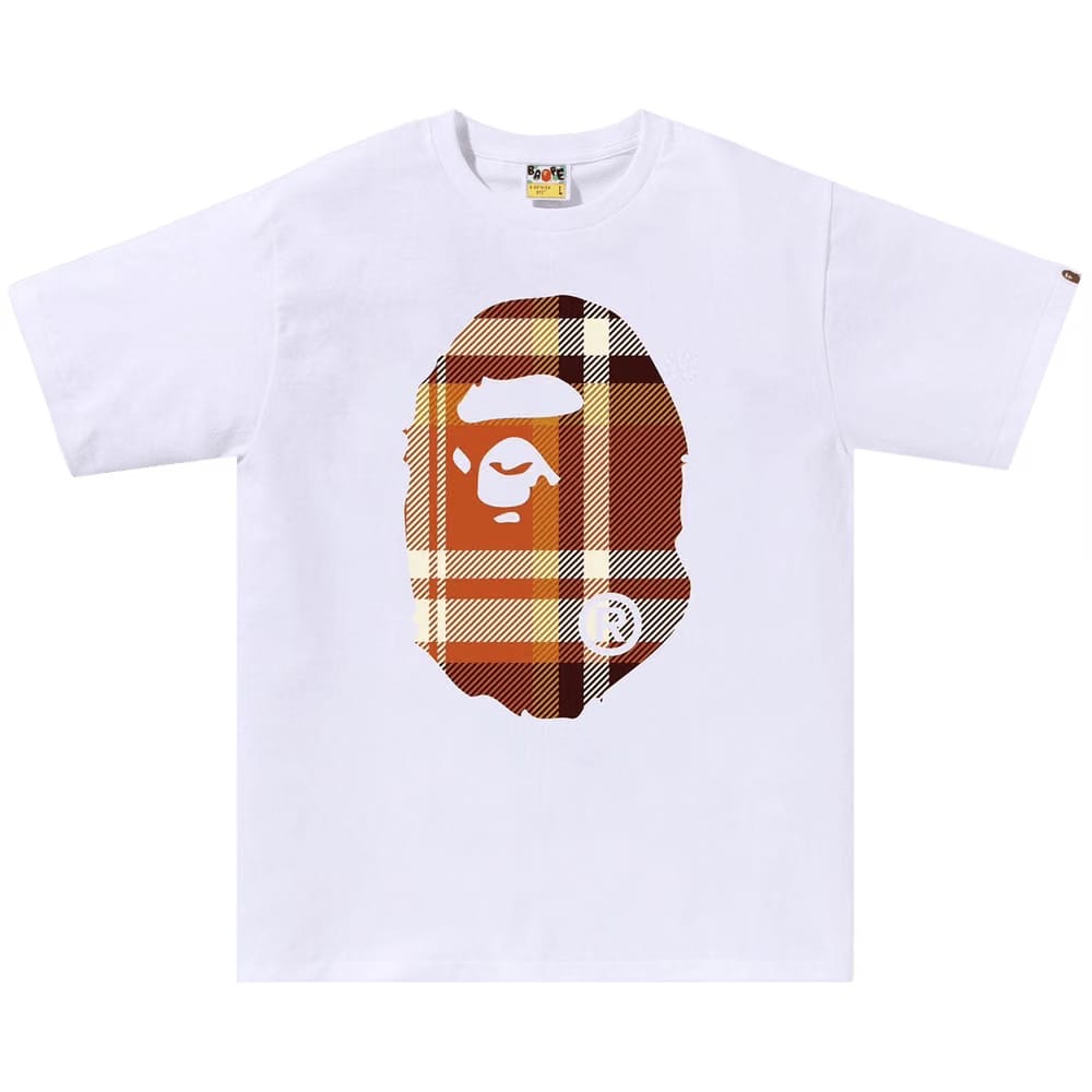 BAPE Check Big Ape Head T-Shirt White