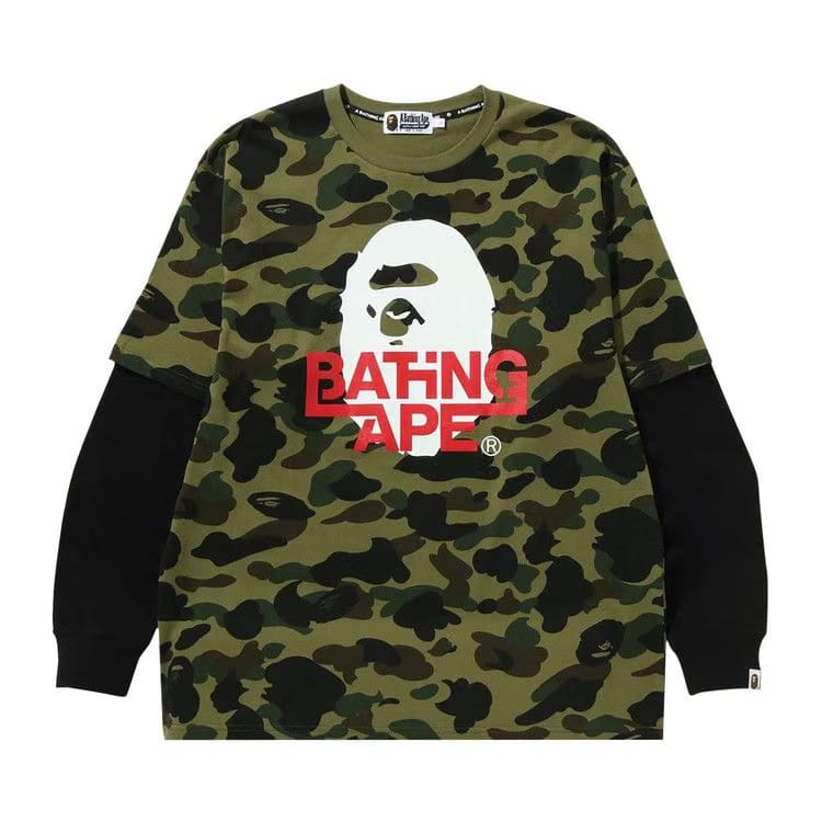 BAPE 1st Camo Relaxed Fit Layered Long-Sleeve T-Shirt Green