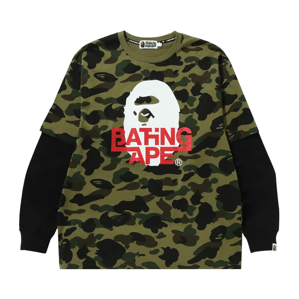 BAPE 1st Camo Relaxed Fit Layered Long-Sleeve T-Shirt Green