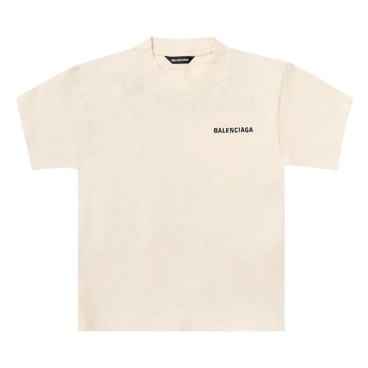 Balenciaga Kids Shorts-Sleeve T-Shirt Beige