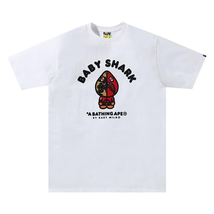 BAPE Baby Milo Shark College T-Shirt White/Red