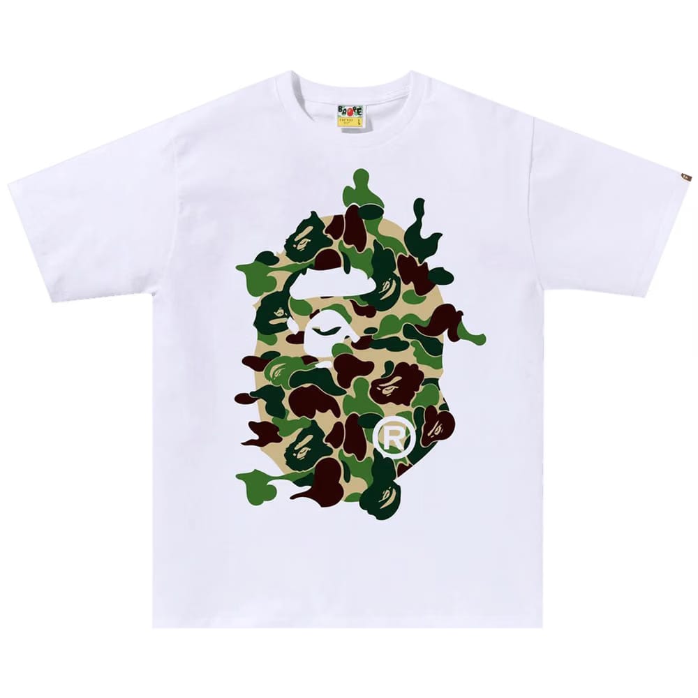BAPE ABC Camo Rebuild Big Ape Head T-Shirt White/Green