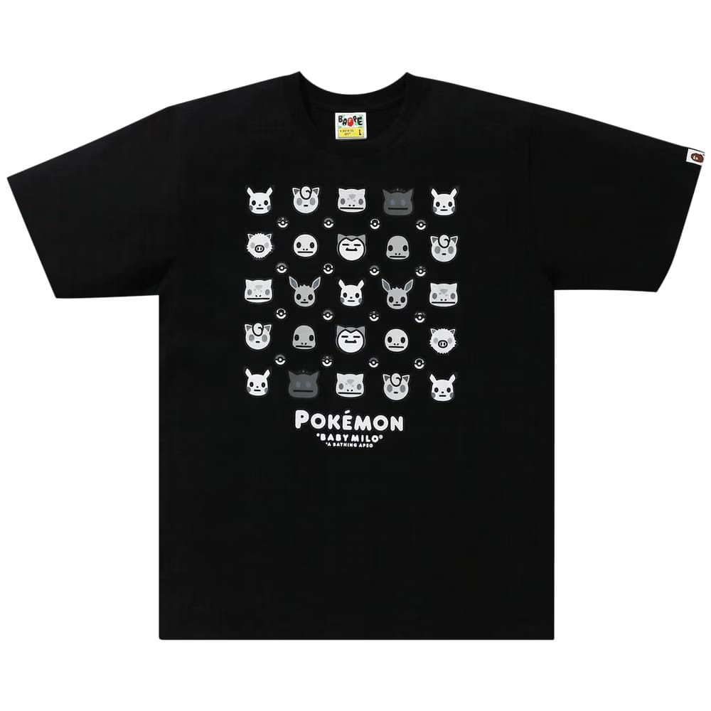 BAPE Baby Milo x Pokemon Monotone T-Shirt #4 Black
