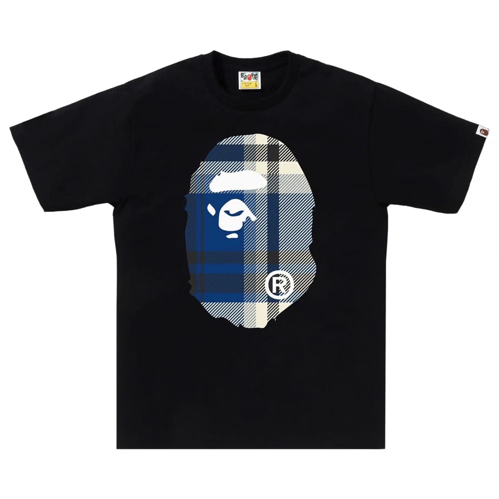 BAPE Check Big Ape Head T-Shirt Black