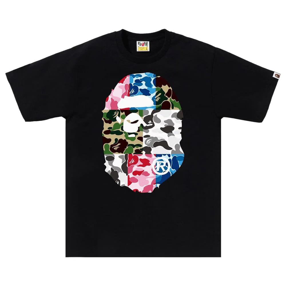 BAPE ABC Camo Crazy Big Ape Head T-Shirt Black