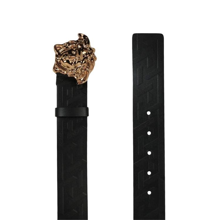Versace La Medusa Greca Leather Belt Black/Gold