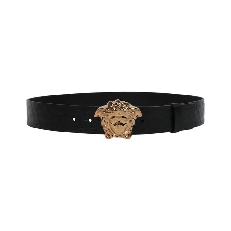 Versace La Medusa Greca Leather Belt Black/Gold