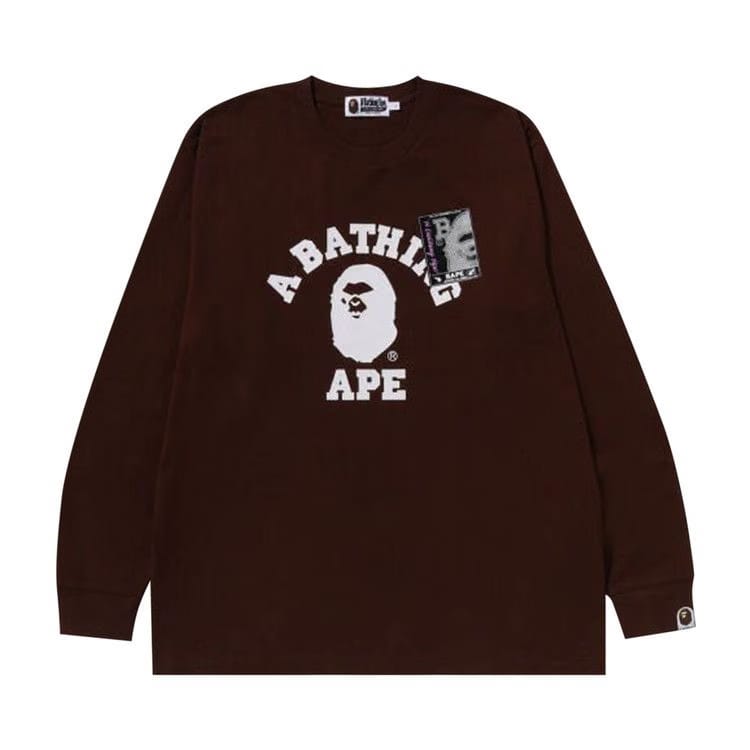 BAPE Mad Face College Long-Sleeve T-Shirt Brown