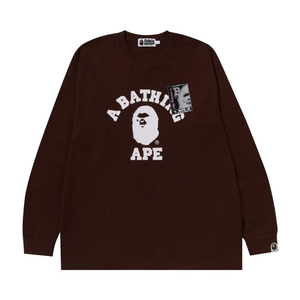 BAPE Mad Face College Long-Sleeve T-Shirt Brown
