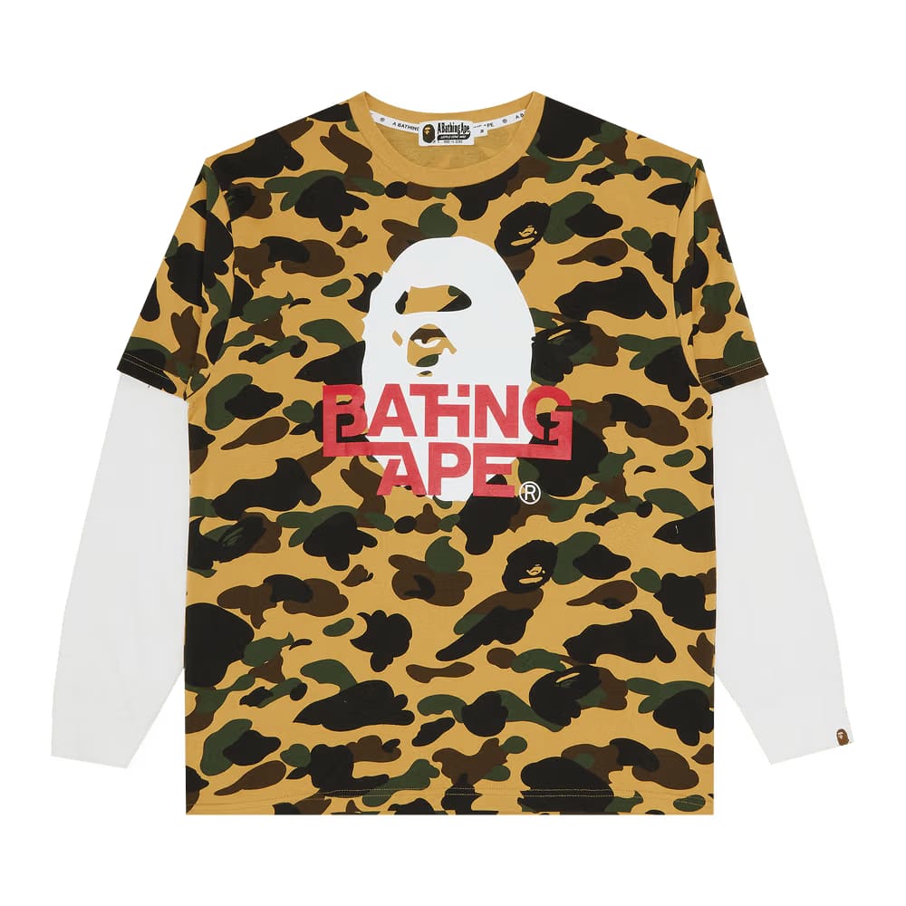 BAPE 1st Camo Relaxed Fit Layered Long-Sleeve T-Shirt Yellow