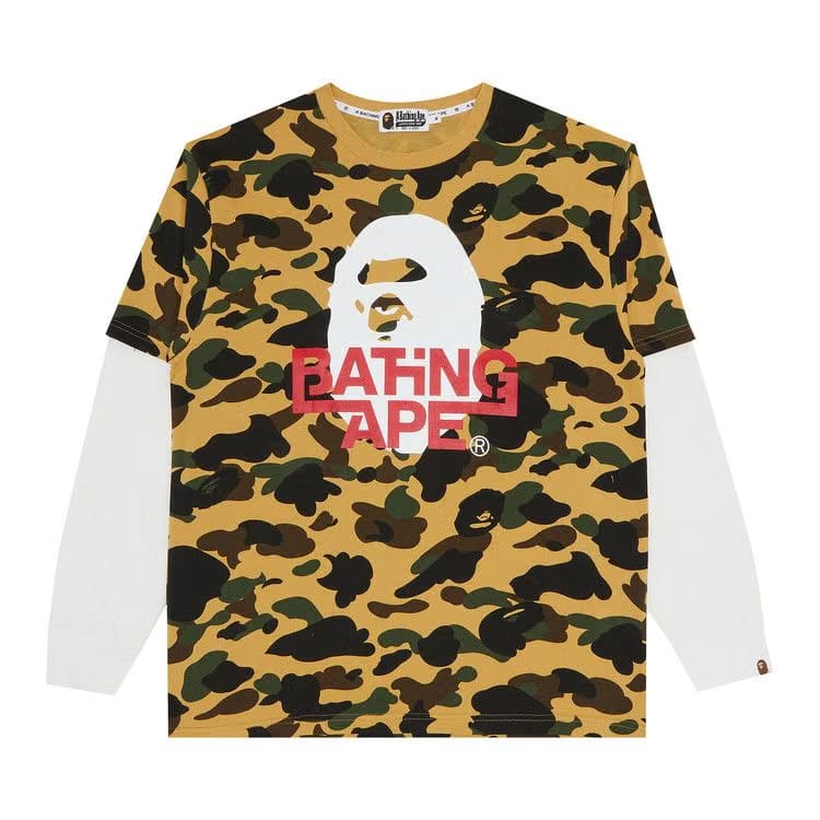 BAPE 1st Camo Relaxed Fit Layered Long-Sleeve T-Shirt Yellow