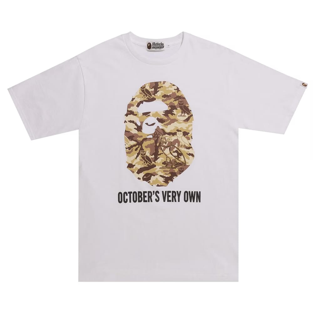 BAPE x OVO Woodland Camo Ape Head T-Shirt White