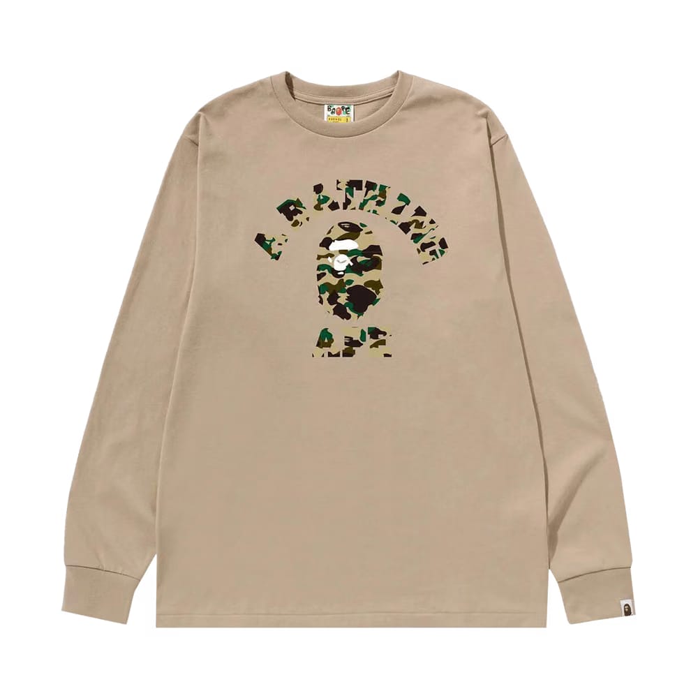 BAPE 1st Camo College Long-Sleeve T-Shirt Beige/Yellow