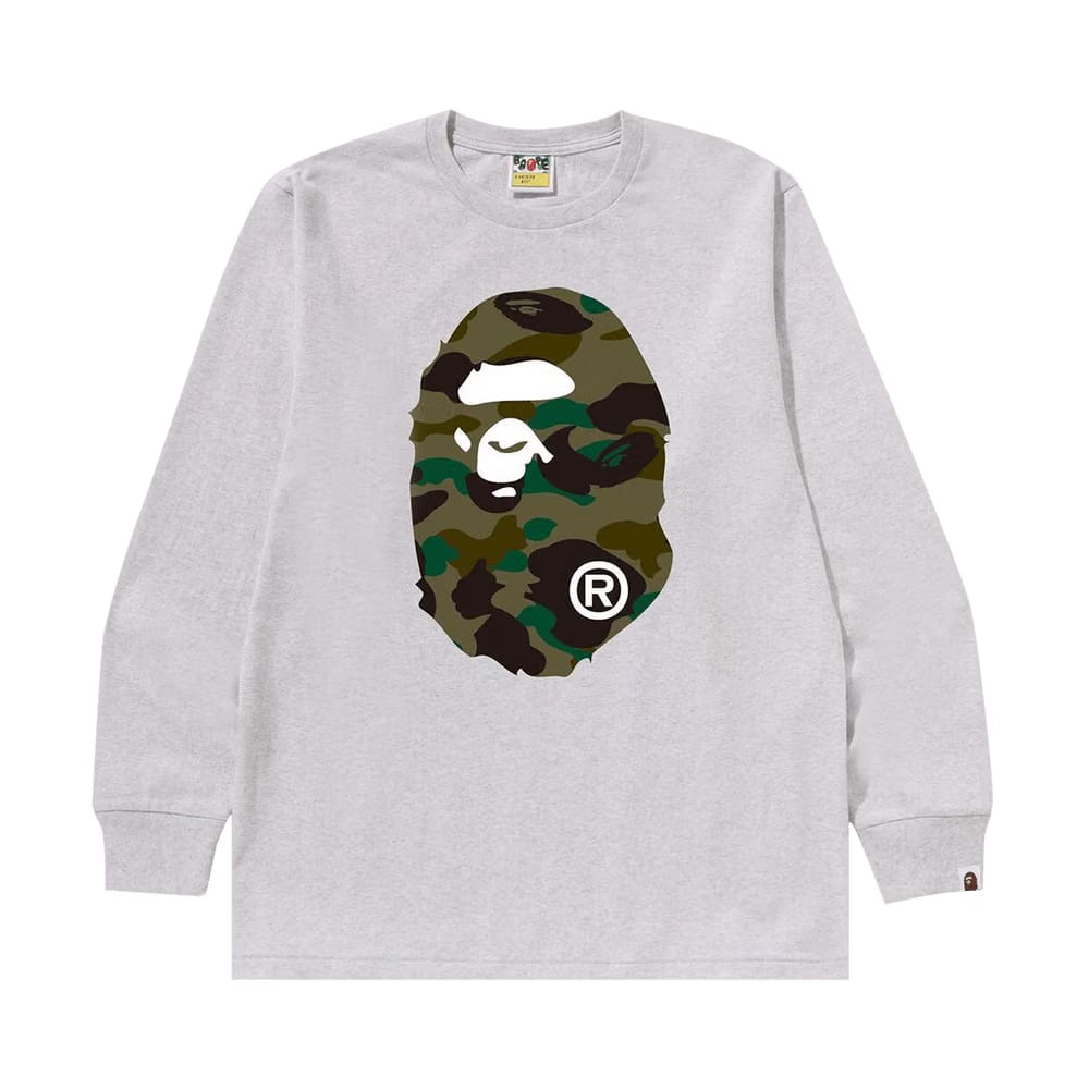 BAPE 1st Camo Big Ape Head Long-Sleeve T-Shirt Grey/Green