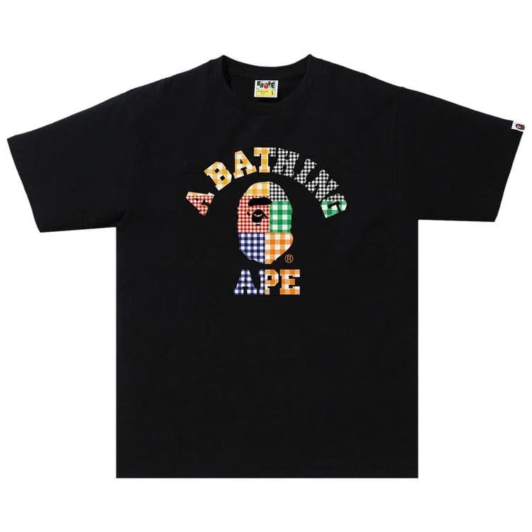 BAPE Gingham Check College T-Shirt Black