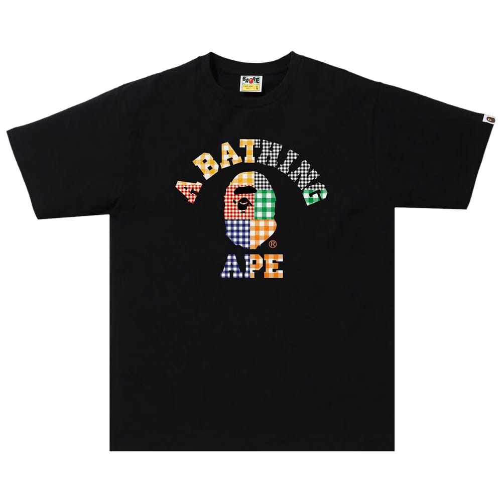 BAPE Gingham Check College T-Shirt Black