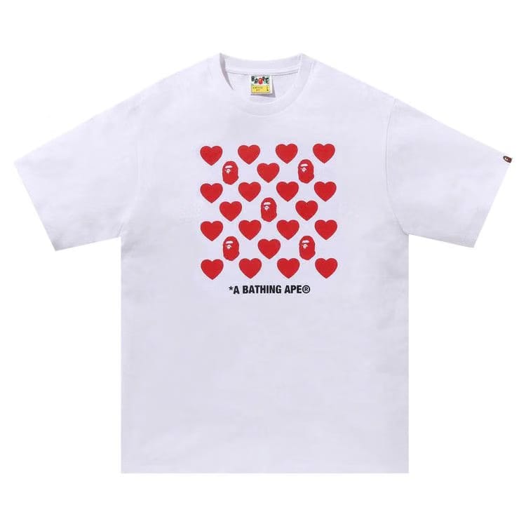 BAPE Heart Pattern Box T-Shirt White