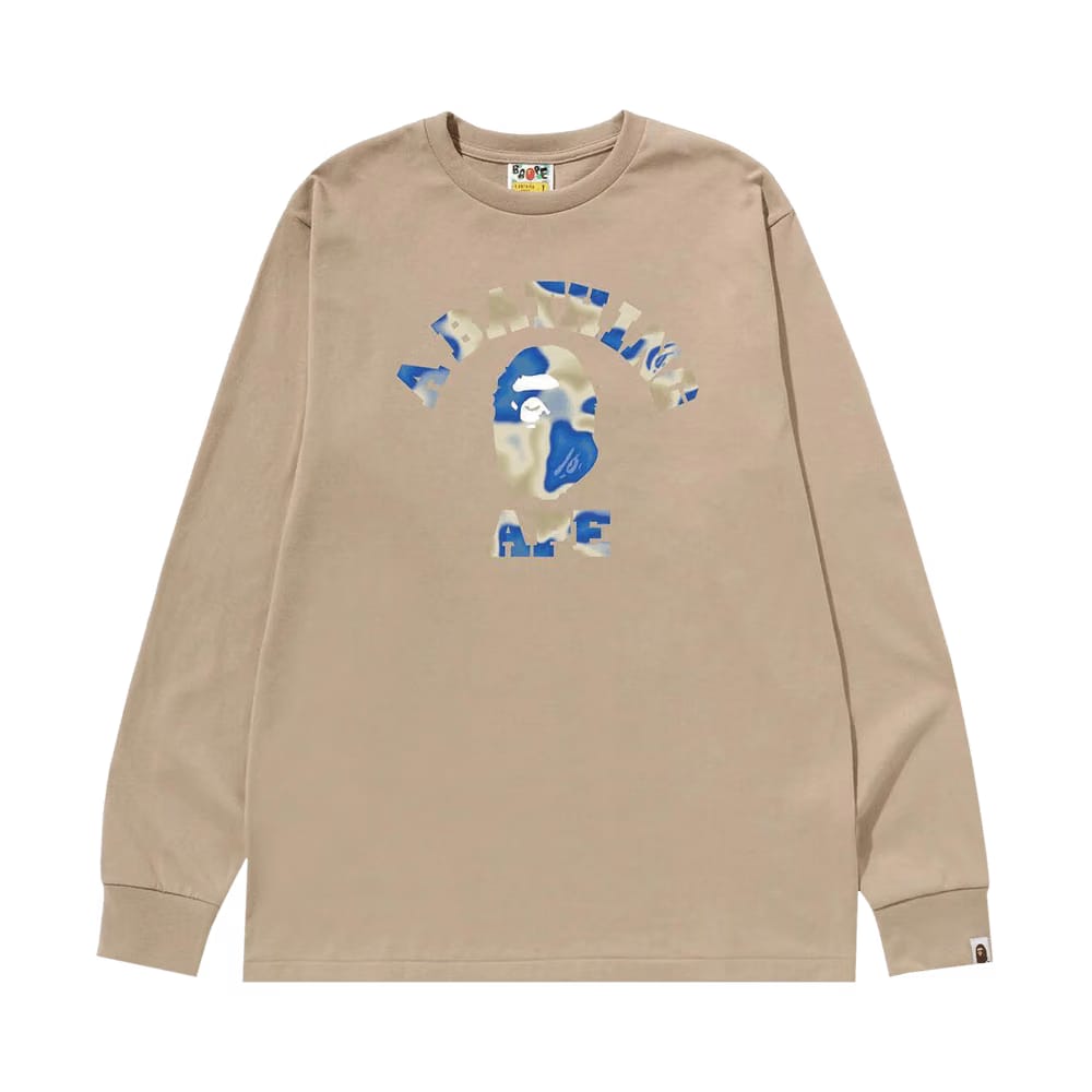 BAPE Liquid Camo College Long-Sleeve T-Shirt Beige