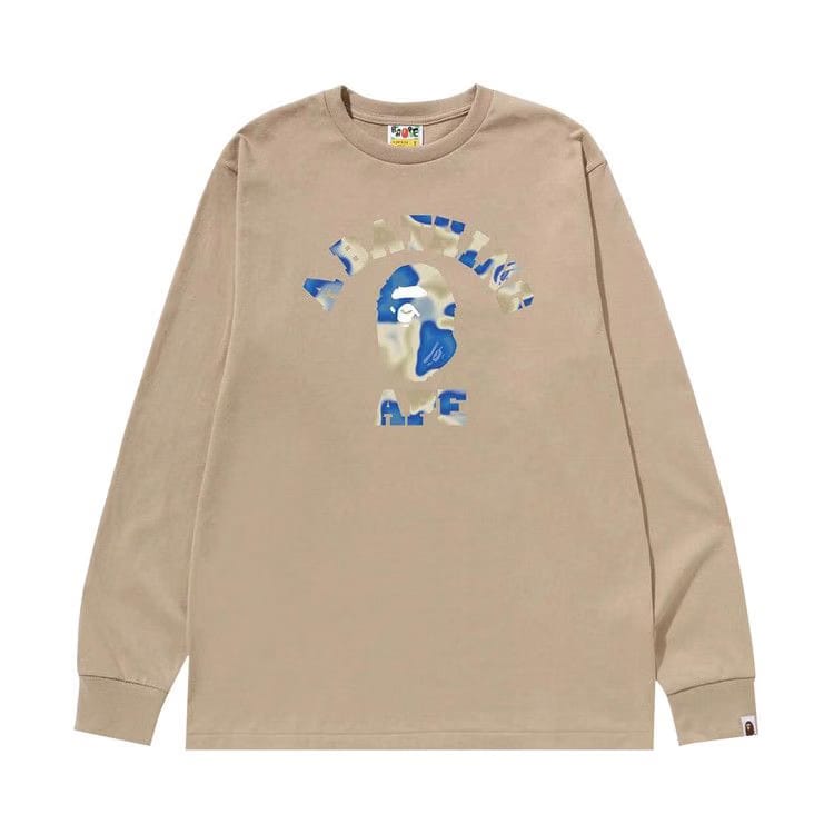 BAPE Liquid Camo College Long-Sleeve T-Shirt Beige