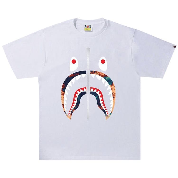 BAPE Tie Dye Shark T-Shirt White/Navy