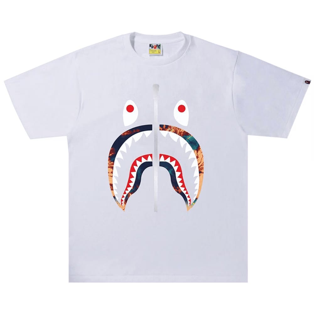 BAPE Tie Dye Shark T-Shirt White/Navy