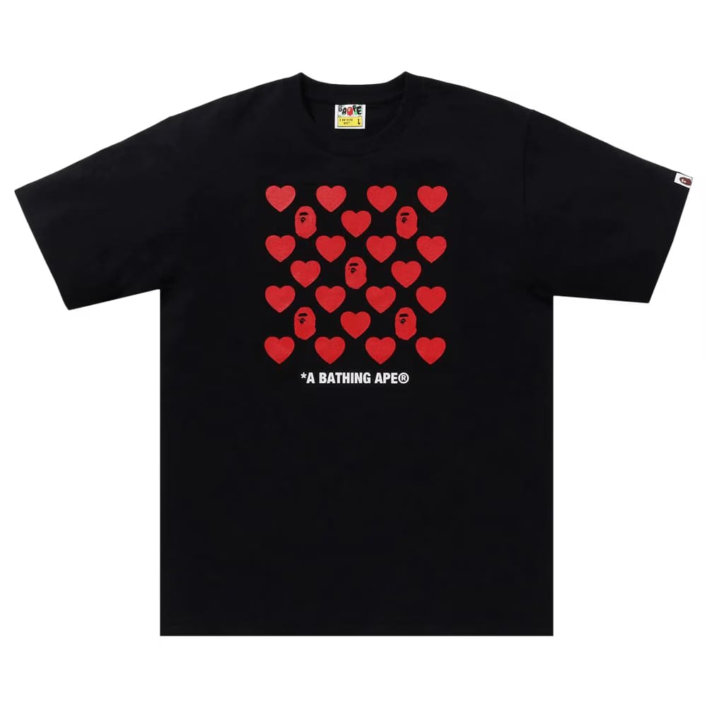 BAPE Heart Pattern Box T-Shirt Black