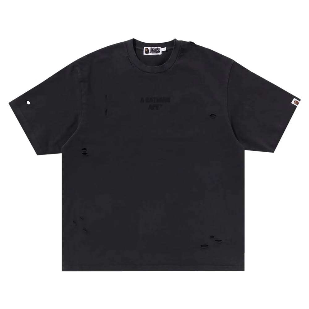 BAPE Damaged Garment Dyed Relaxed Fit T-Shirt Black