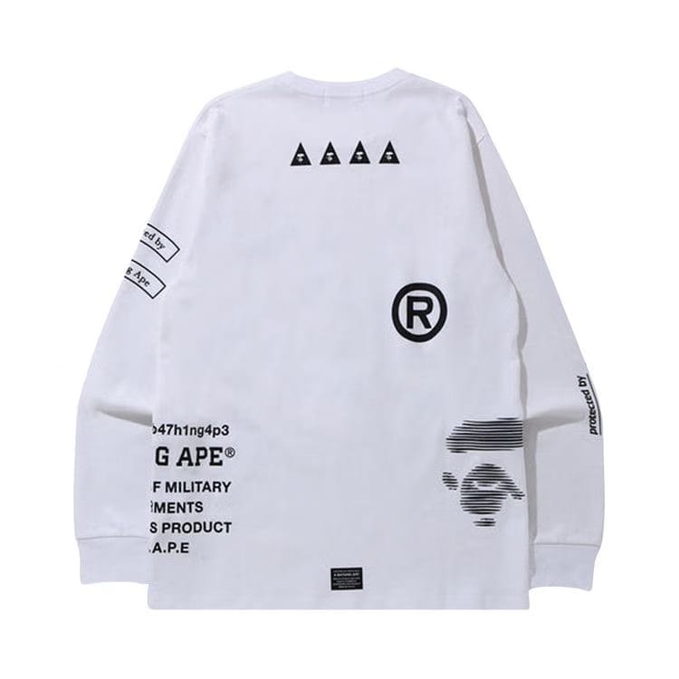 BAPE Security Multi Print Long-Sleeve T-Shirt White