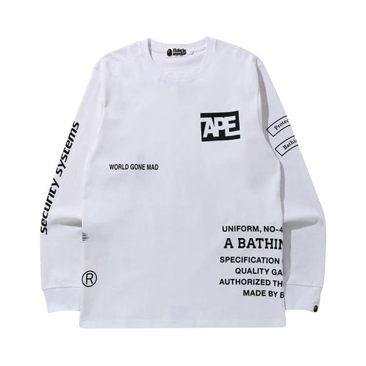 BAPE Security Multi Print Long-Sleeve T-Shirt White