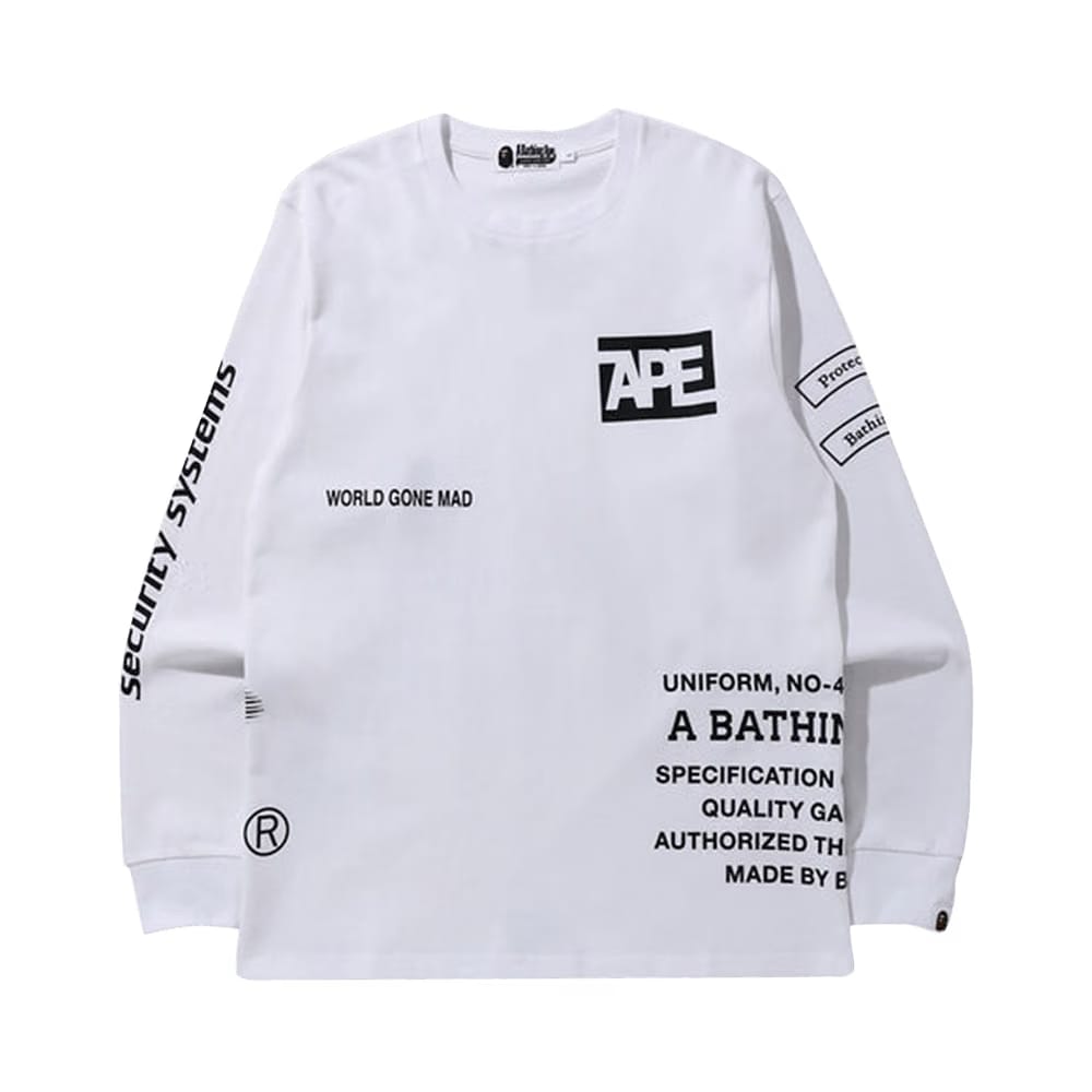 BAPE Security Multi Print Long-Sleeve T-Shirt White