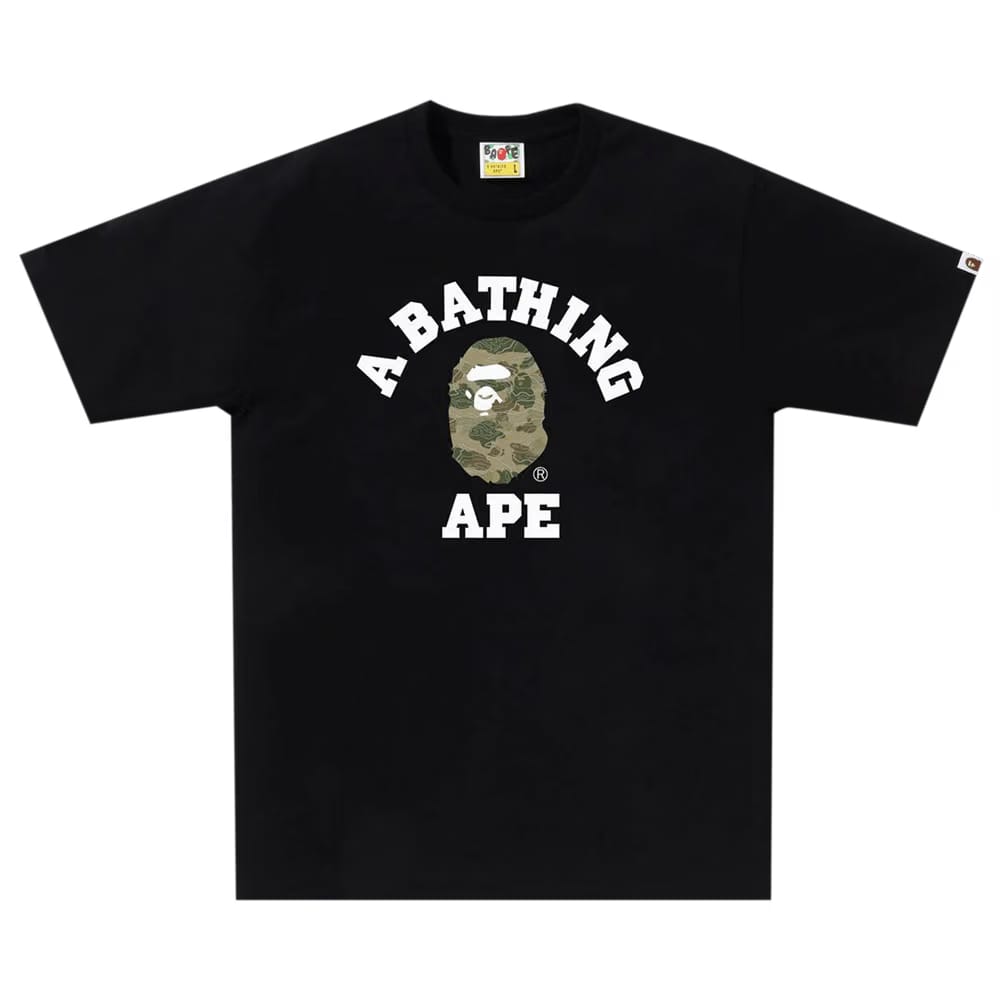 BAPE Layered Line Camo College T-Shirt Black/Beige