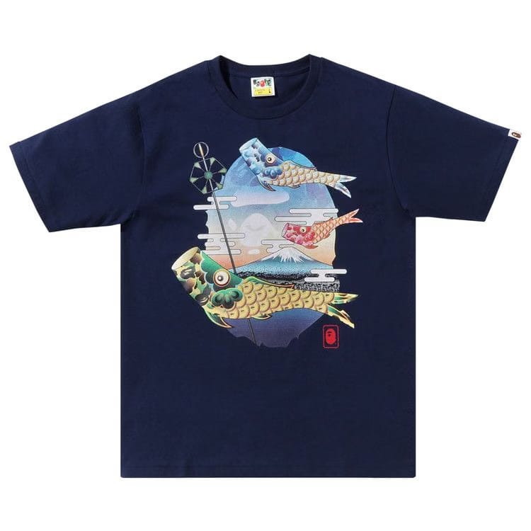 BAPE Koinobori Carp Flags Ape Head T-Shirt Navy