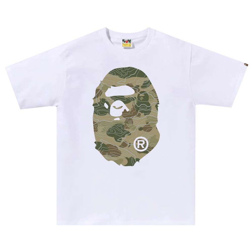 BAPE Layered Line Camo Big Ape Head T-Shirt White/Beige