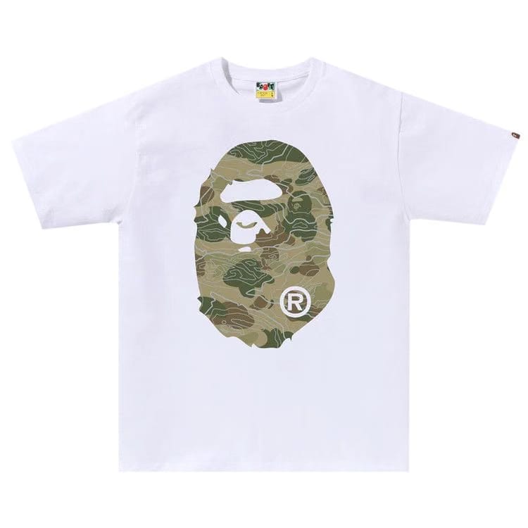 BAPE Layered Line Camo Big Ape Head T-Shirt White/Beige