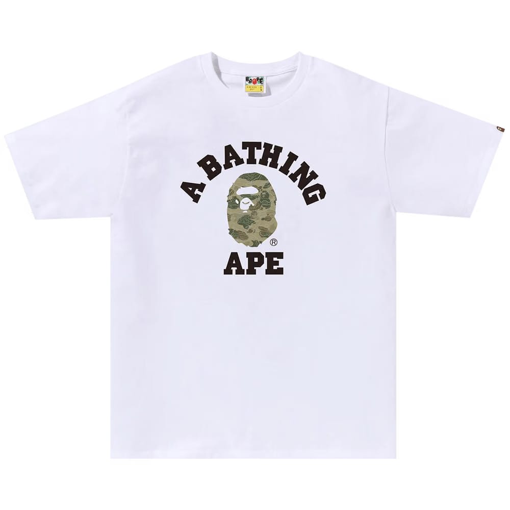 BAPE Layered Line Camo College T-Shirt White/Beige