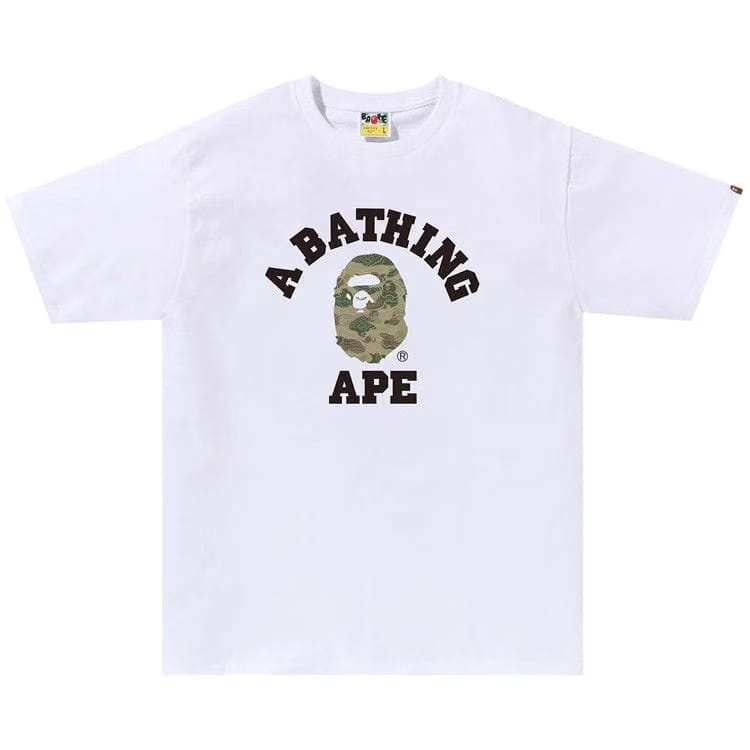 BAPE Layered Line Camo College T-Shirt White/Beige