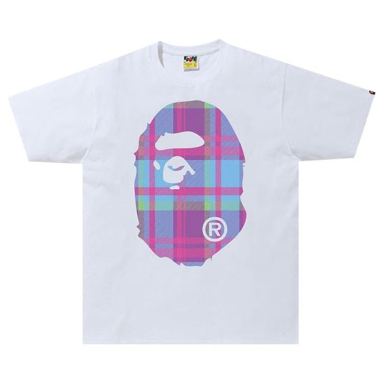 BAPE Check Big Ape Head T-Shirt White/Purple
