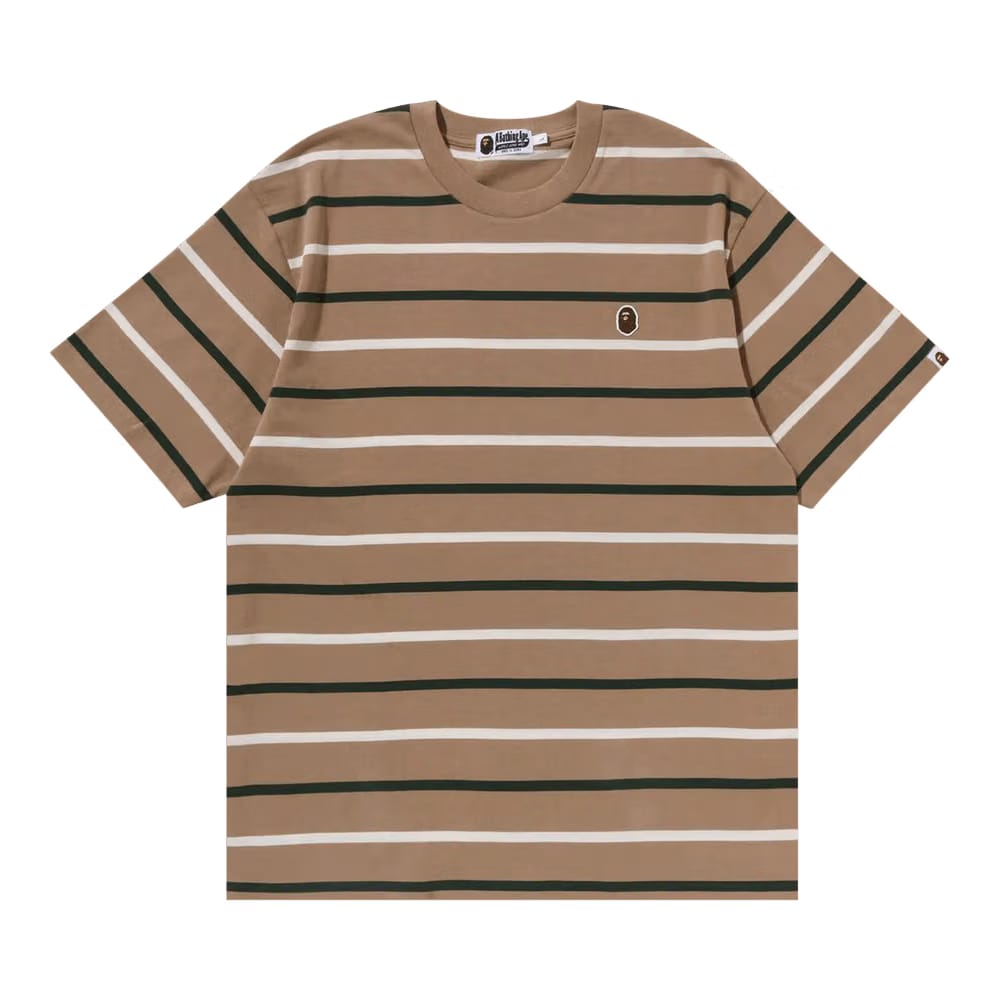 BAPE Ape Head One Point Stripe T-Shirt Brown