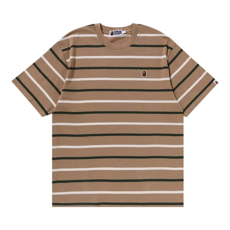 BAPE Ape Head One Point Stripe T-Shirt Brown
