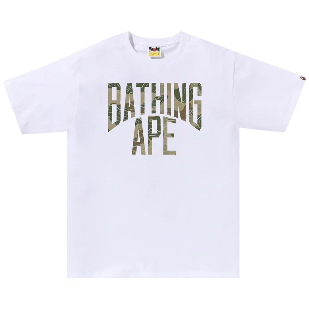 BAPE Layered Line Camo NYC Logo T-Shirt White/Beige